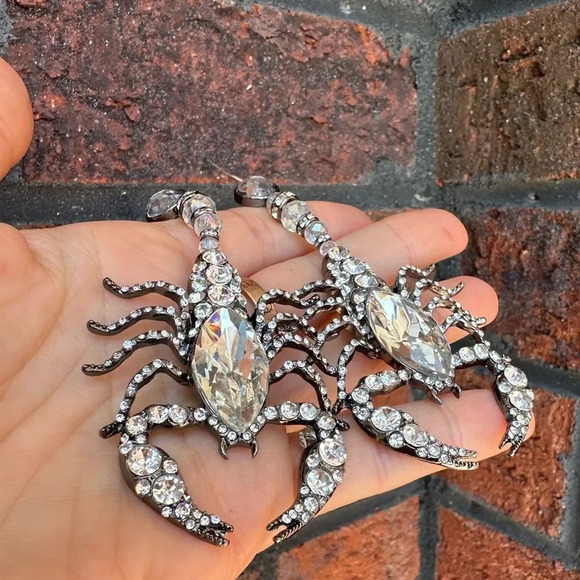 Zara Scorpion Crystal Drop Earrings - Picture 11 of 13